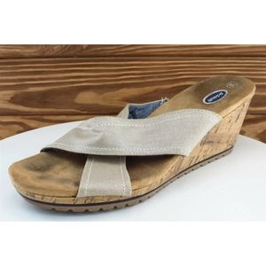 Dr.‎ Scholl's Sz 8.5 M Brown Slide Fabric Women Sandals